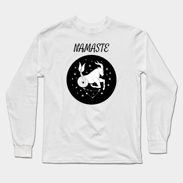 Namaste Capricorn Long Sleeve T-Shirt by DesignIndex